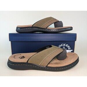 Dockers Sandals Mens 11 Laguna Flip Flop Dark Tan Memory Foam Insole Shoes NEW